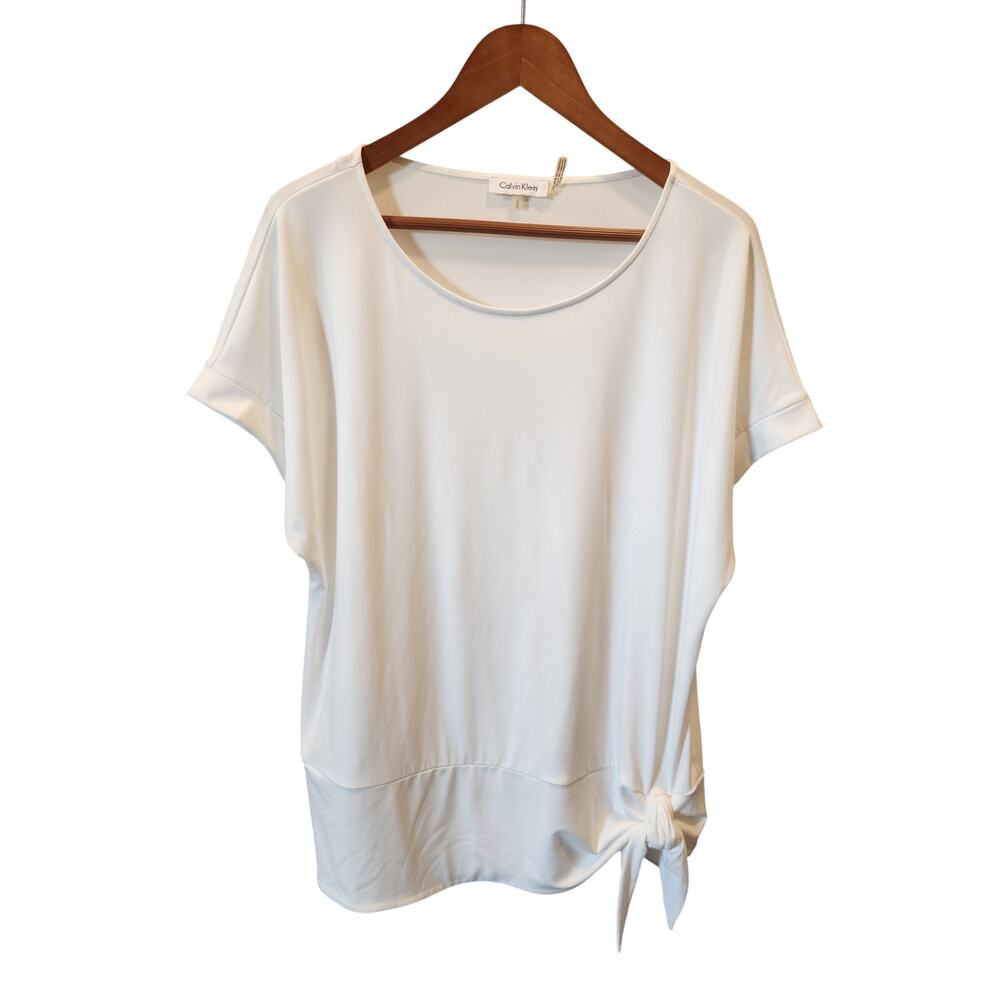 Calvin Klein White Top Knotted Front Size Large